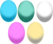eggs of different colors on a white background