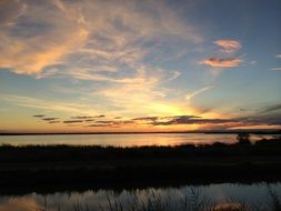 sunset over the coast in summer