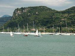 sailing boats at scenic coast, Italy, Bardolino