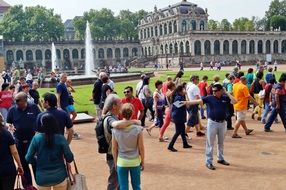 tourists in Dresden Zwinger Park