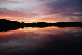 amazing sunset on the lake in Sweden