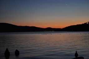 evening mood by the lake at sunset