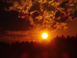big bright evening sun in the sky