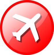 red button with white plane