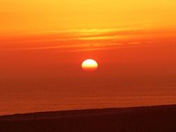 orange romantic sunset in morocco