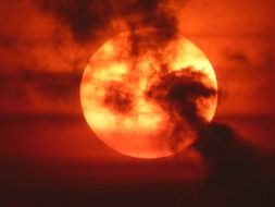 Landscape of the red sunset