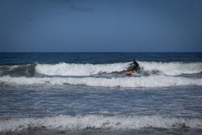 surfer caught a wave in the ocean