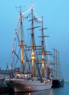 tall sea vessel in the dock