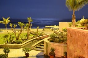 picturesque beach in tenerife at night