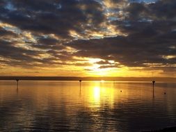 yellow sunset in the clouds over lake constance