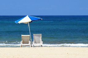 Parasol and chairs on the beach