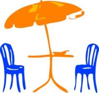 chairs under an umbrella