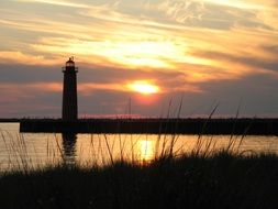 View of the lighthouse at sunset