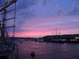 boats at sunset