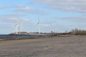 wind turbines on lake erie