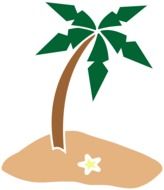 drawing of coconut palm tree on sand island