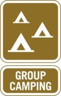 Illustration of group camping road sign