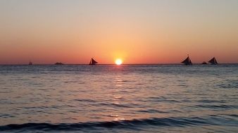 landscape of the beach at the sunset on philippines