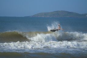 surfer on the huge waves