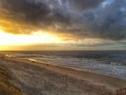 Zeeland beach at the sunset