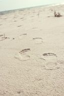 footprints of man on white sand at the beach