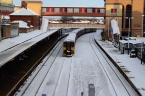 train at the station in winter