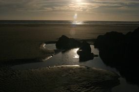 landscape of ocean coast at sunset