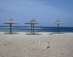 Umbrellas on a sand beach