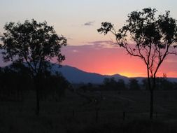 pink glow of sunset over beautiful nature