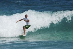 surfing on the big wave