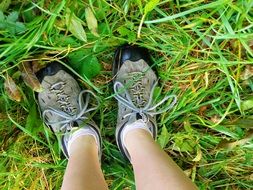 two legs in sneakers