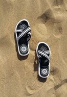 flip flops stand in the sand