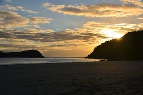 landscape of the beautiful beach at the golden sunset