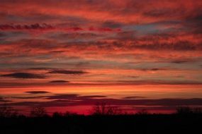 Red sunset in sky