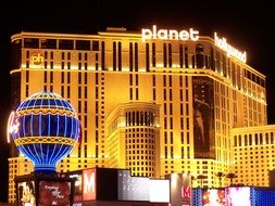 night illumination of the Planet Hollywood hotel in Las Vegas