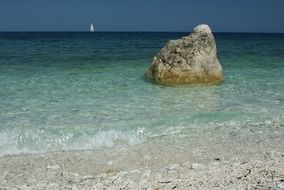 rock in the clear ocean