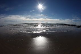 Shining morning sun over the ocean