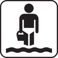 Playing children on a beach symbol