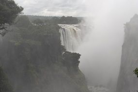 gorgeous victoria falls in water mist, Zambia