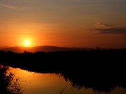 Sunset against the backdrop of picturesque nature