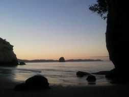 dusk over the coast of the Coromandel Peninsula in New Zealand