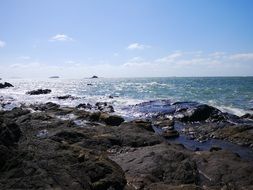 landscape of the rocks on winter sea coast