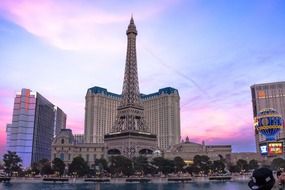 Paris Las Vegas Hotel at evening cityscape, usa