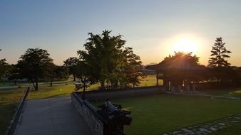 panorama of the fortress haemieupseong at sunset
