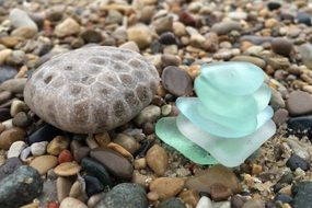 beach glass and stones