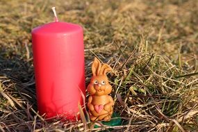 easter bunny red candle