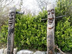 korea asia statue wood totem