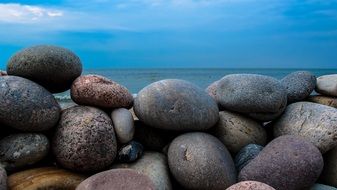 round large boulders on the sea coast