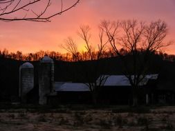 farm at sunset, usa, kentucky