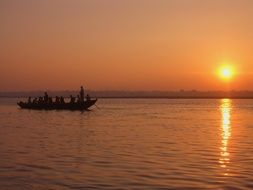 sunset over the ganga river